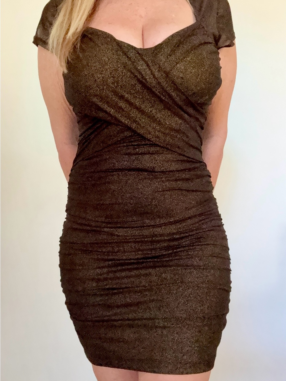Forever 21 Shimmery Brown Ruched Mini Dress